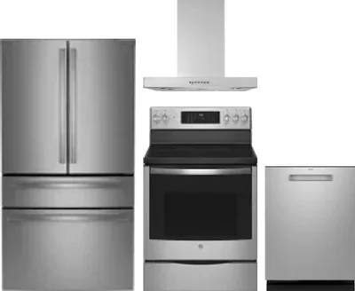 4 Piece Package Includes Refrigerator, Range, Hood And Dishwasher